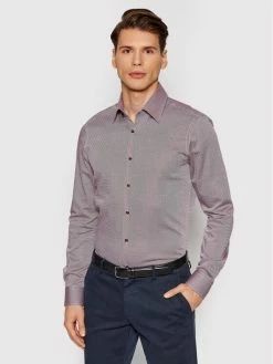 JOOP! Άνδρες Casual Πουκάμισα Πουκάμισο 30017078 Μπορντό Slim Fit