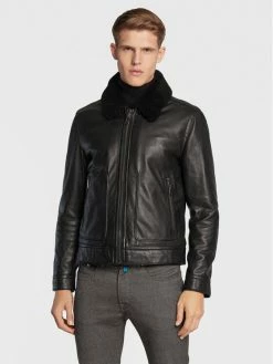 JOOP! Άνδρες Δερμάτινα Μπουφάν Μπουφάν δερμάτινο Lamb Lion J224L022 Μαύρο Regular Fit