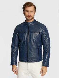 JOOP! Jeans Άνδρες Δερμάτινα Μπουφάν Μπουφάν δερμάτινο Baldo2_W 2620019 Μπλε Regular Fit